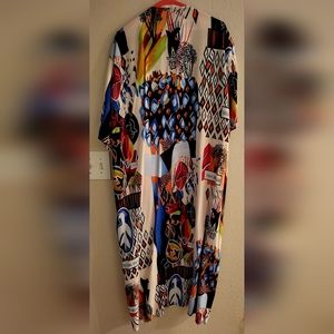 Long Multi-Color Giraffe Print Light Jacket M Ankle Length